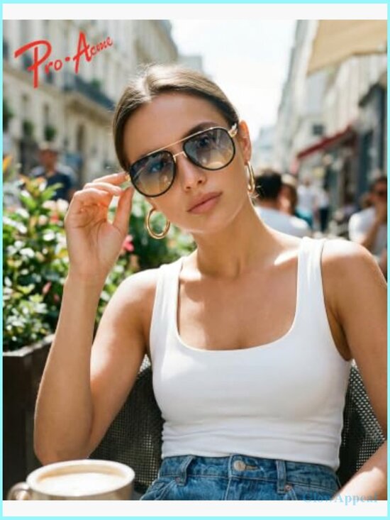 Oversized Double Bridge Aviator Sunglasses Unisex Vintage Fashion UV400 main image 4